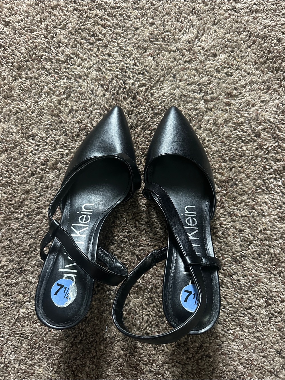 Calvin Klein Black Pointed Slingback Heels
